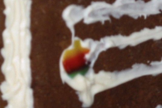 Closeup of Apple Logo made from a Fruit Rollup